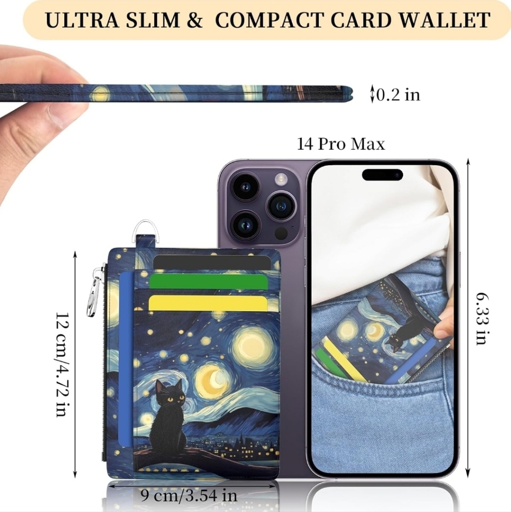 Starry Night Cat Wallet with D-Shackle - Picture 6 of 7